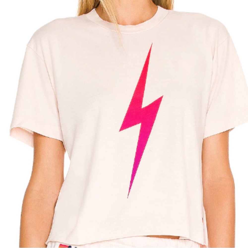 Aviator nation boyfriend neon pink bolt tee